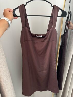 Peppermayo Chocolate Brown Satin Cami Dress